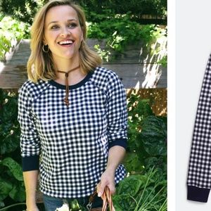 Draper James Navy Gingham Natalie Sweatshirt